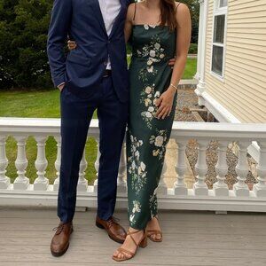 Park and Fifth Slip Fall Wedding Guest Dress Green Floral